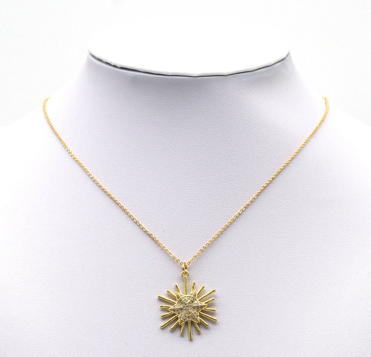 Gold CZ Shiny Star Light Beam Charm, Sku#LK713