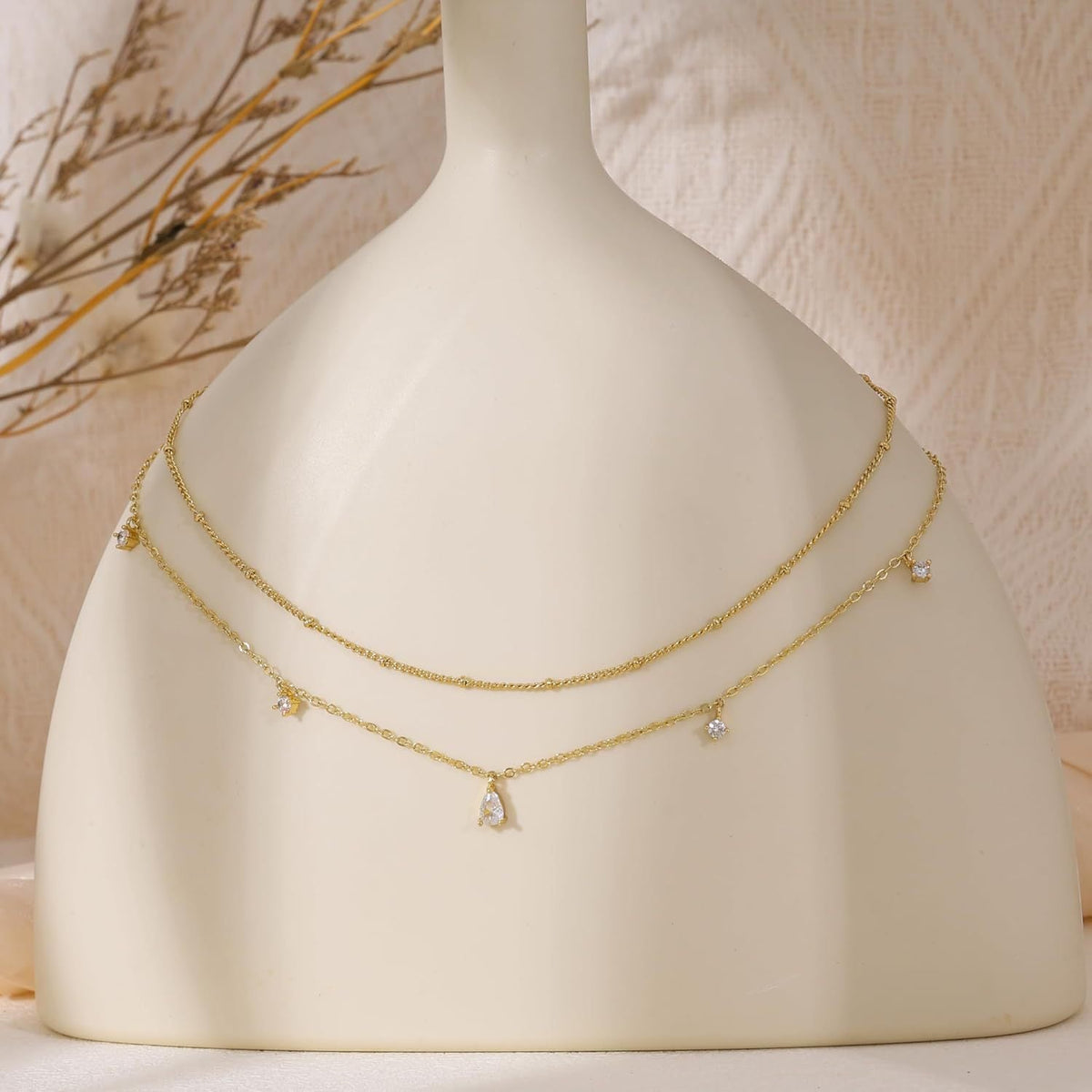 Water Drop Zircon Tassel Necklace Copper Clavicle Chain High-End Ins Gemstone Neck Jewelry For Women Summer Cross-Border Exclusive Supply