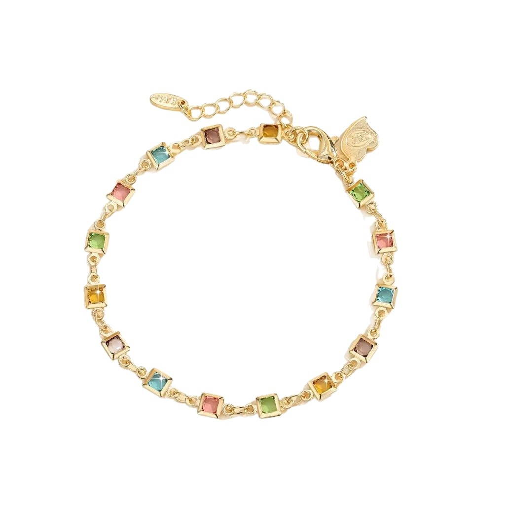 Multicolor Micro-Set Rainbow Zircon Bracelet
