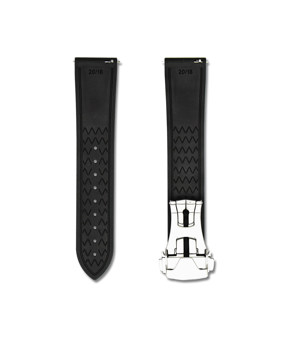 Tuxedo Black Deployant Clasp Quick Release Rubber Sailcloth Strap 20mm
