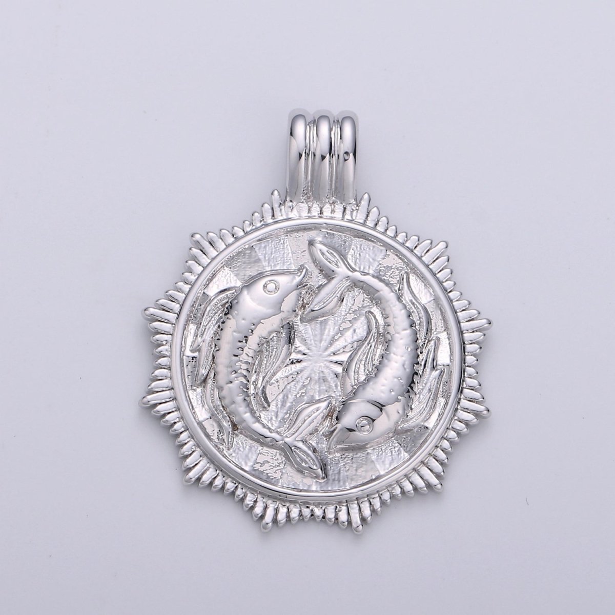 Double Sided Silver Zodiac Horoscope Sign Constellation Medallion Pendant Charm Coin Charm for Necklace Jewelry Making A-A1755-A-A1760