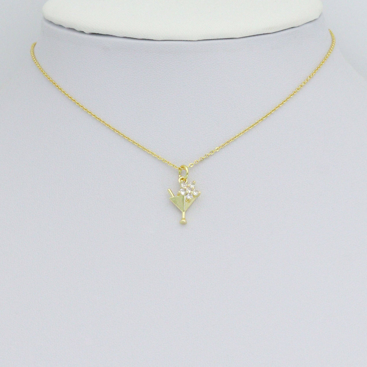 Gold Silver Flower Martini Glass Cup Charm Pendant, Sku#A464