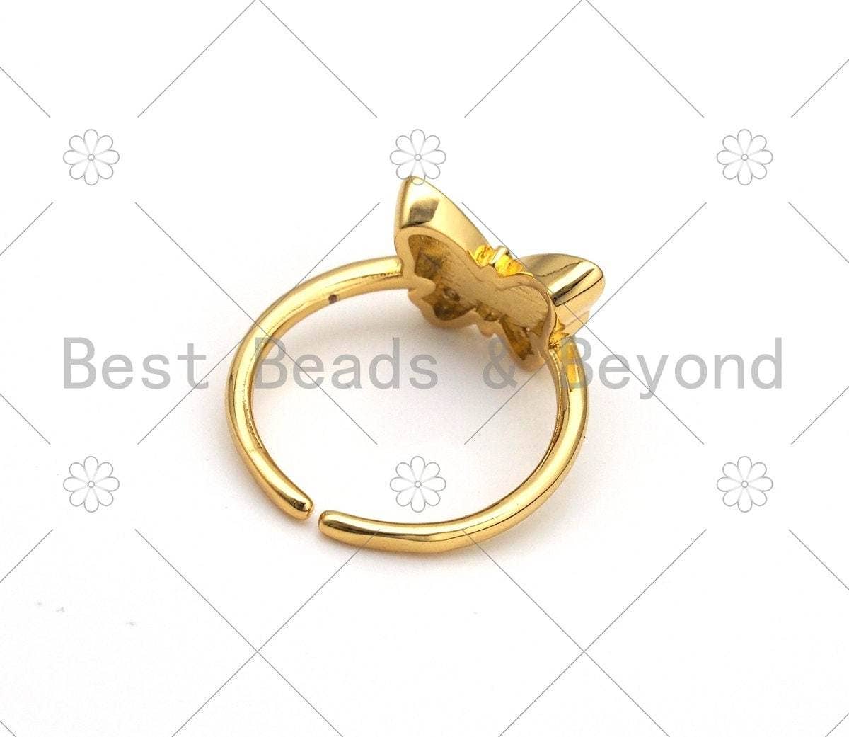 Enamel Butterfly Shape Adjustable Ring, Sku#C125