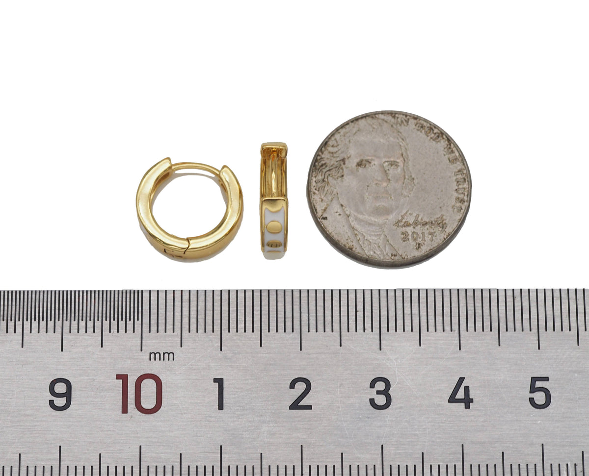 Gold Dots Colorful Enamel Huggie Earring, Y573