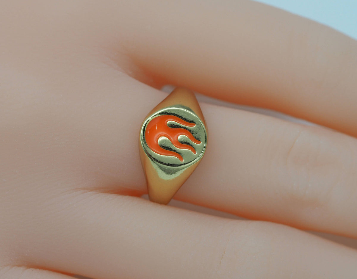 Fire Flame Signet Ring, JD24