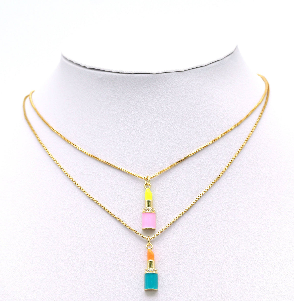 CZ Enamel Lipstick Pendant, Sku#F1460C