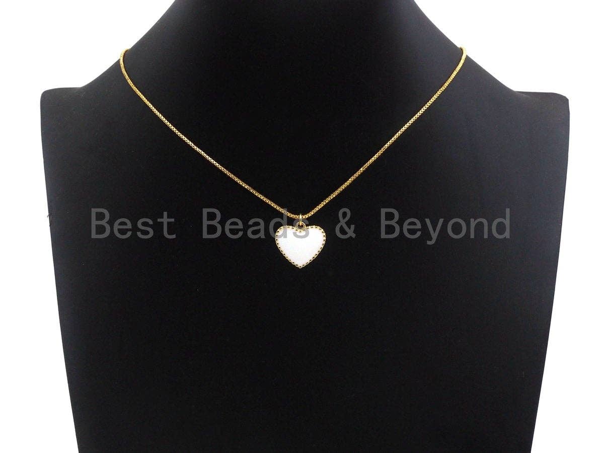 Red Black White Enamel Heart Pendant with Gold Finish, Z403