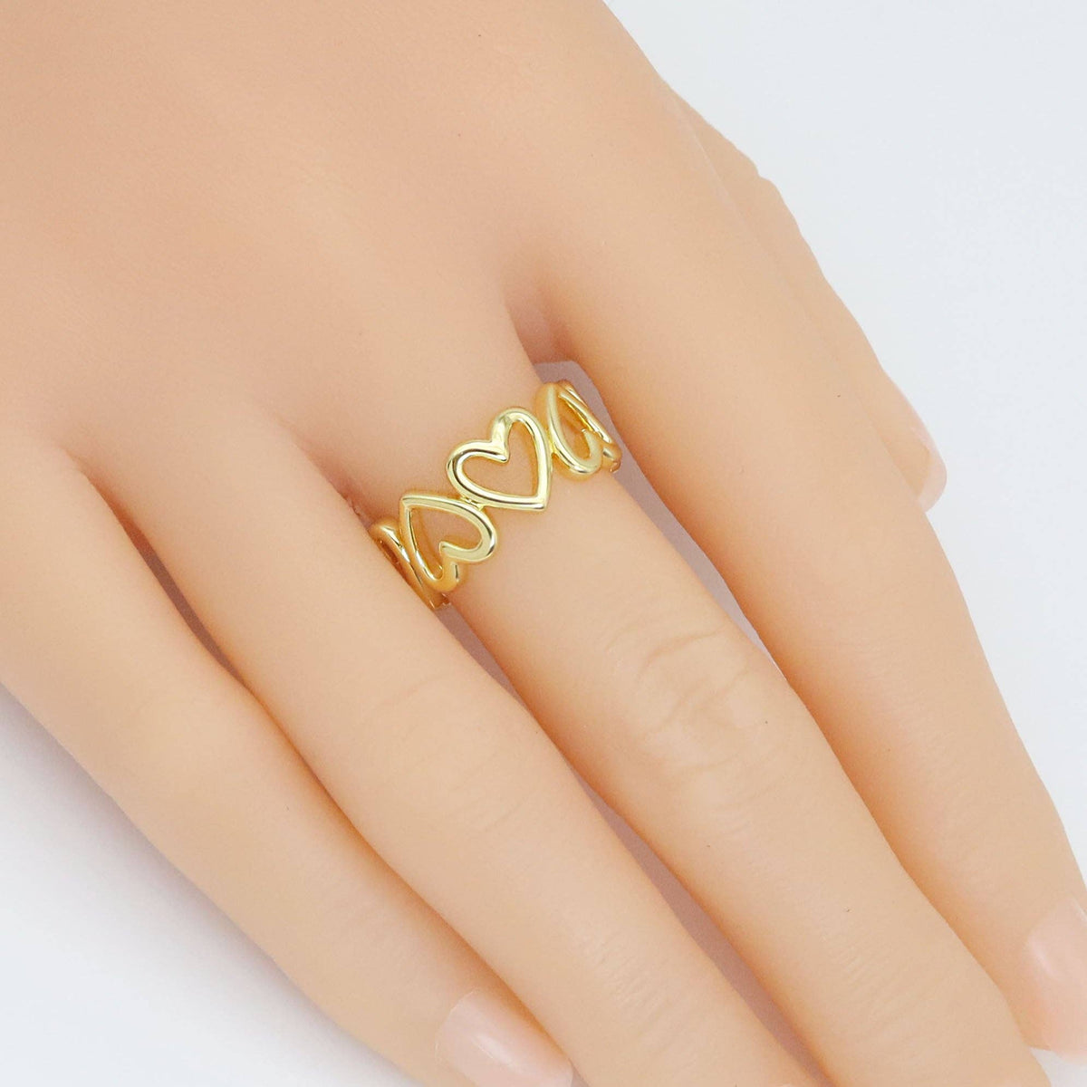 Gold Silver open Heart Adjustable Ring, Sku#A237