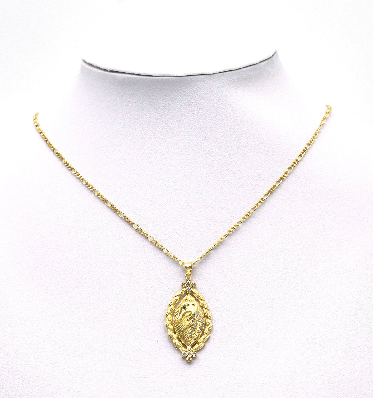 Gold CZ Horse Oval Charm, Sku#LK679
