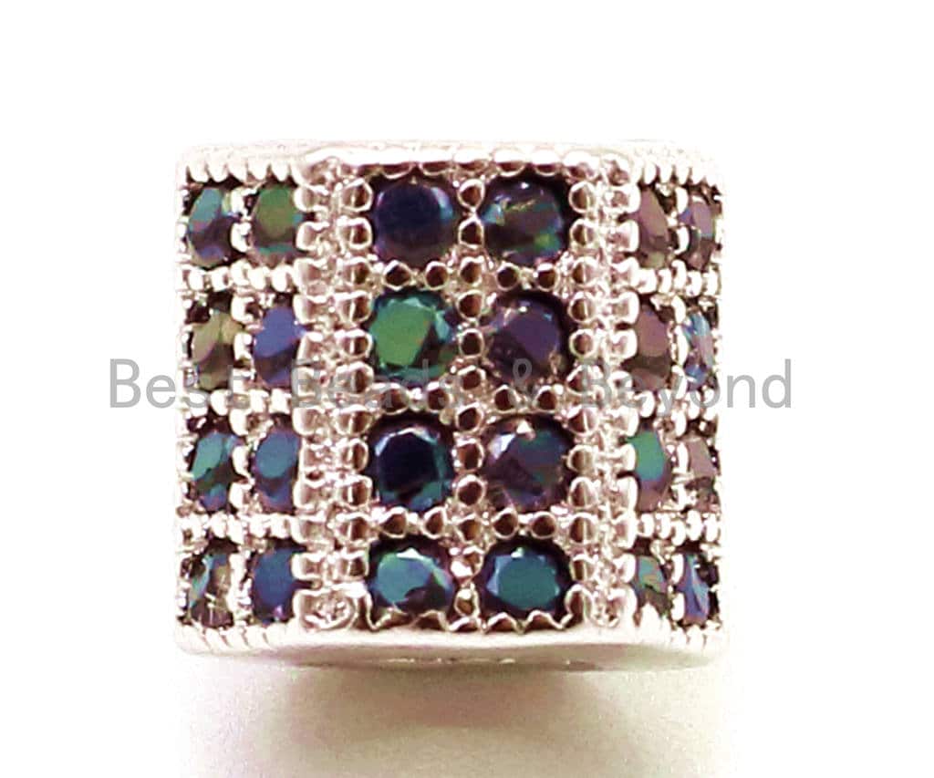 CZ Micro Pave Hexagon beads, Black CZ Pave Cubic Zirconia Beads, Men's Jewelry Findings, 6mm/7mm, sku#G151