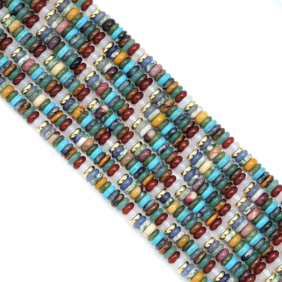 2x6mm Mixed Stone Smooth Heishi Beads, Sku#U1859