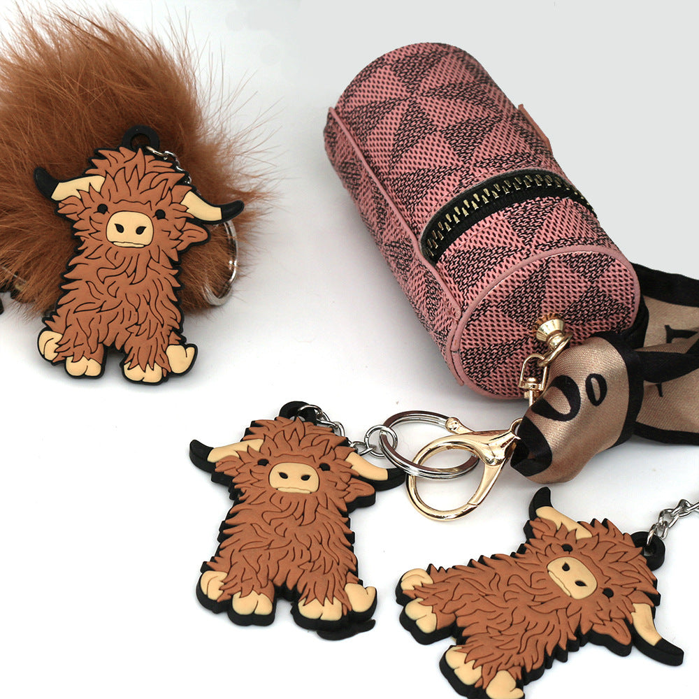 Highland Cow Key Accessory, Cow PVC Keychain