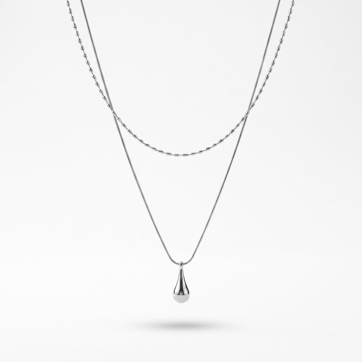 Fashion Double Layer Teardrop Necklace For Women, Niche Designed Ins Cool Vibe Minimalist Elegant Stackable Collarbone Chain
