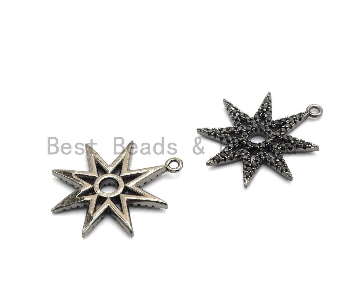 Black CZ Pave On Black Micro Pave Star Pendant/Charm,Cubic Zirconia Paved Charm, Necklace Bracelet Charm Pendant,19x21mm,1pc, sku#B99