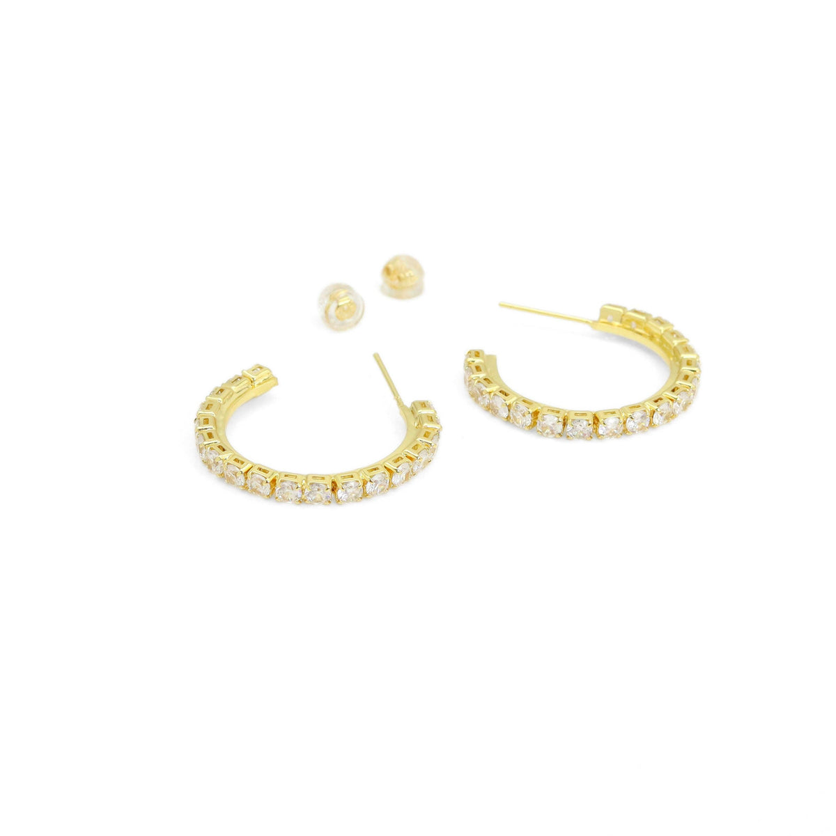 Big Diamond CZ Tennis Hoop Earrings, Sku#LX505