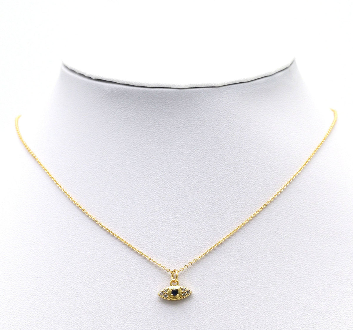 Gold CZ Pave Blue Evil Eye Charm, Sku#LK716