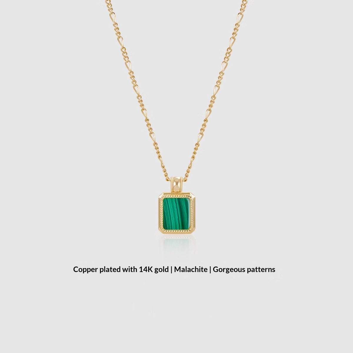 French-style Vintage Agate And Malachite Necklace For Women Lightweight