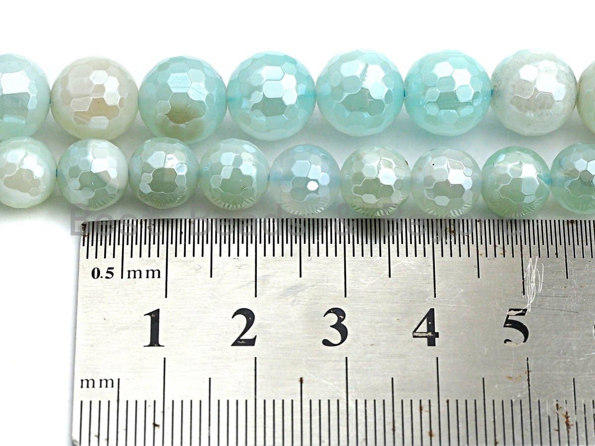 Aqua Blue Agate Attachment Necklace with Large CZ Pave Silver clasp, Pave Diamond Beaded Choker, 18 long, 8mm/10mm beads size, sku#D44