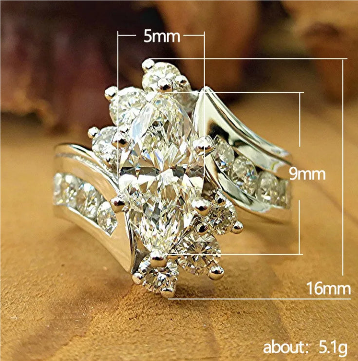 Horse Eye Shaped Zircon Ring For Women