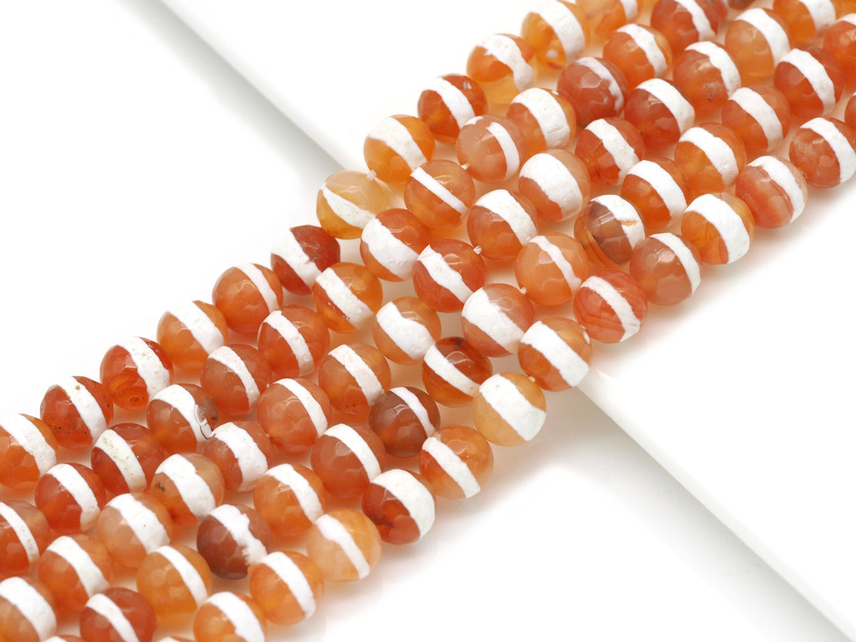 Tibetan Agate with White Line Round Smooth Beads, Sku#U1342