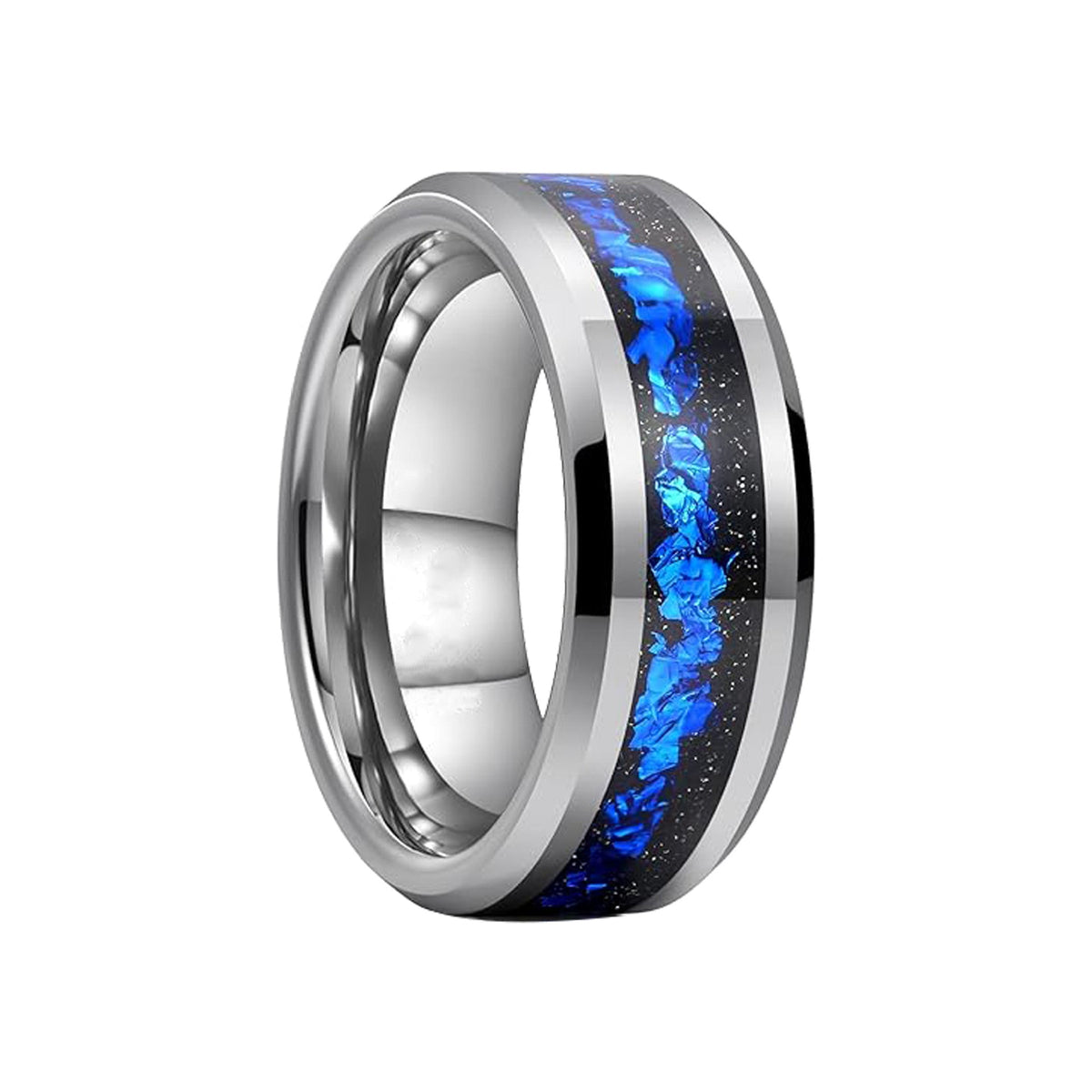 Tungsten Steel Blue Meteor Ring