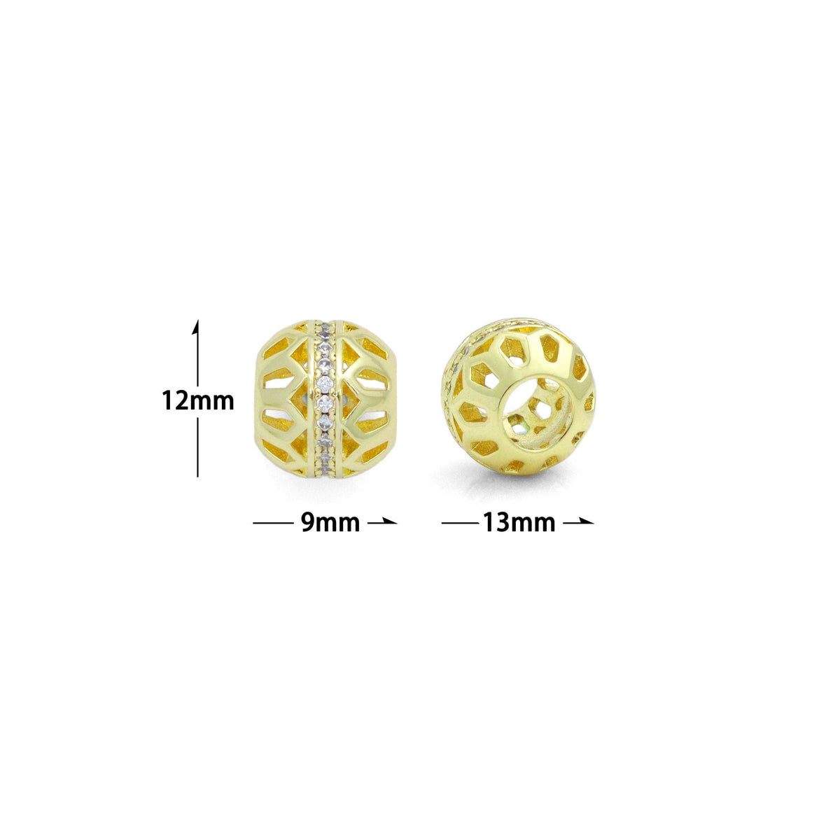 CZ Gold Filigree Large Hole Spacer beads, Sku#LK1156