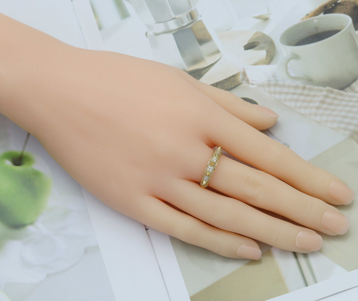 CZ Gold Spike Ring, Sku#LD325