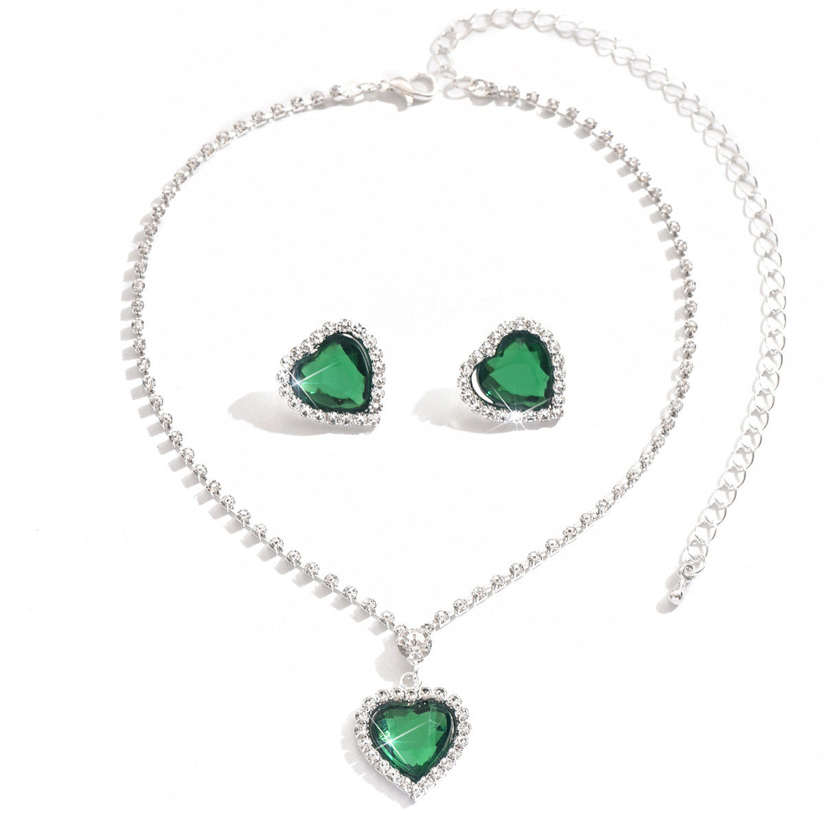 Cross-Border Heart Pendant Necklace Earrings For Women New Simple Cool Style Accessories Personalized Niche Design Clavicle Chain