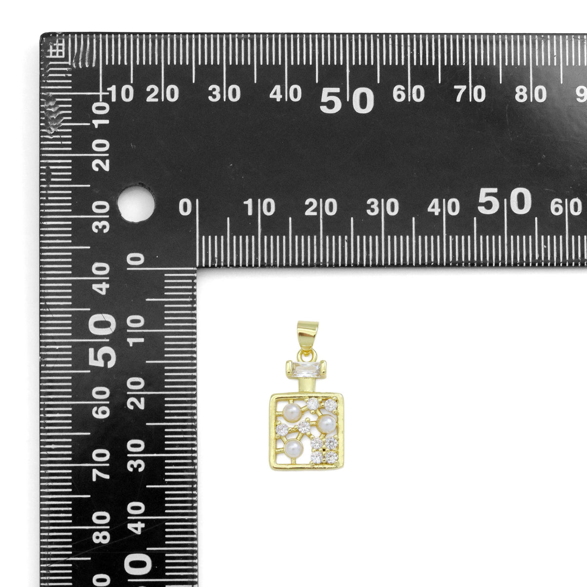 CZ White Pearl On Square TAG Charm, Sku#LK924