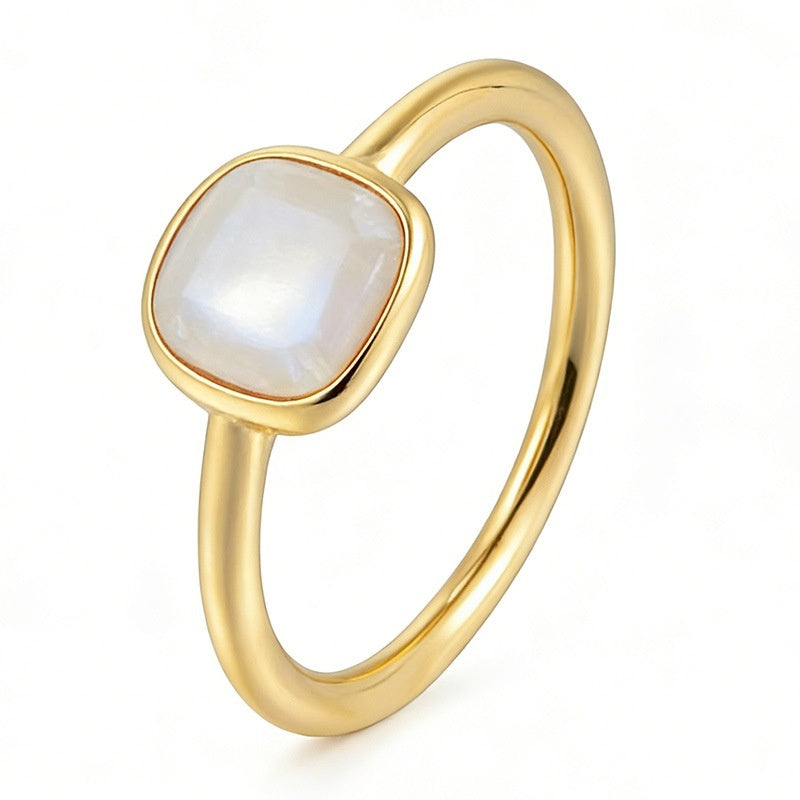 French-style Vintage Natural White Mother-of-Pearl Ring For Women
