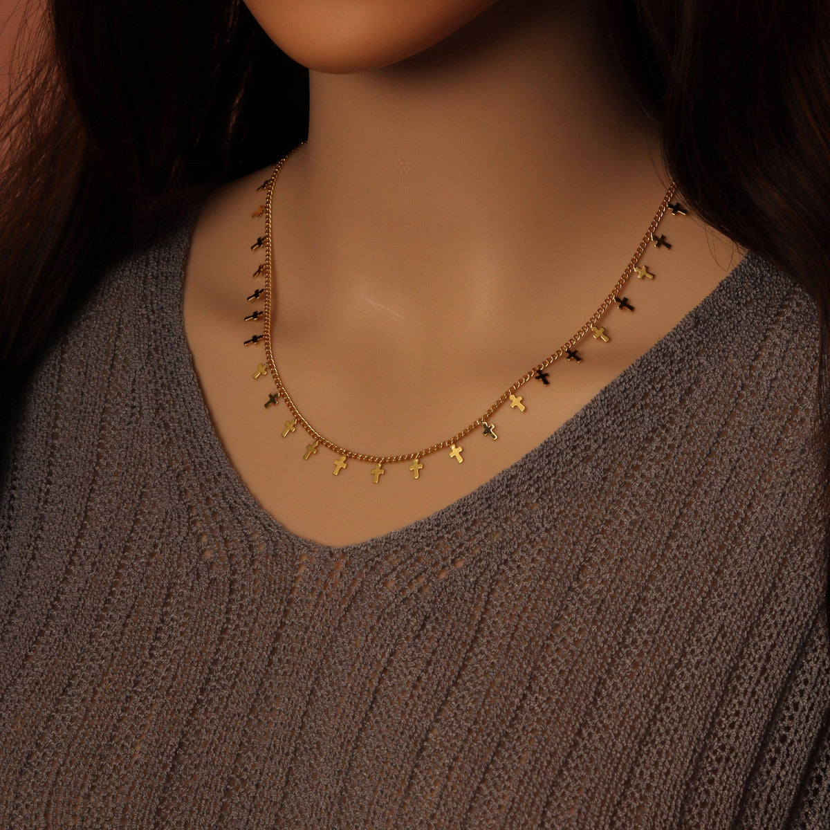 Thin cuban Dangle Cross chain by yard/necklace, sku#HX20/LS16