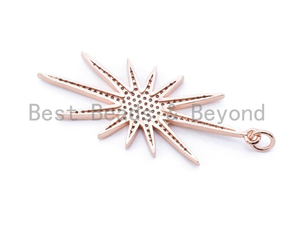 CZ Micro Pave Long North Star Pendant, Cubic Zirconia Pendant, 21x57mm, sku#F94