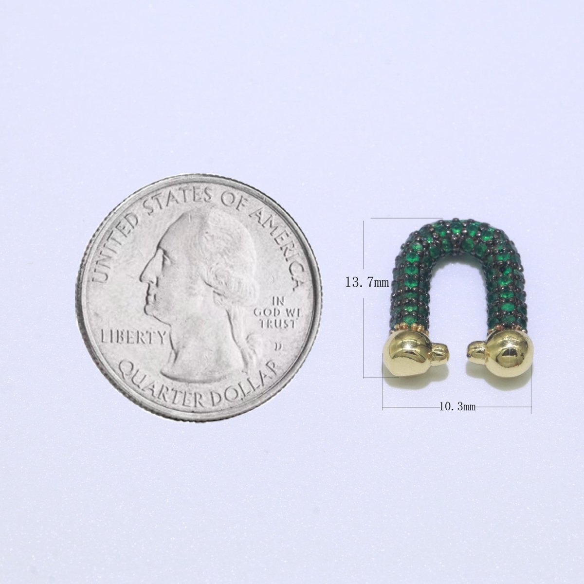 Full Cz Micro Pave U Shape Shackle link for Chain Connector Paper Clip Chunky Bold Chain Green Blue Black Fuschia Clear Cubic Gold Supply L-340~L-345