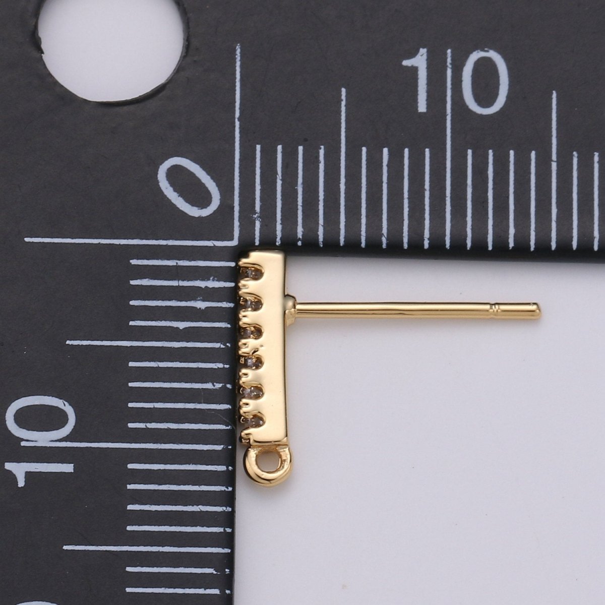 Geometric Ear Stud w/ Open link 2 pcs, 14K gold Filled Earring Nickel free, Cubic zirconia, Earring making post, Jewelry making Supply K-845