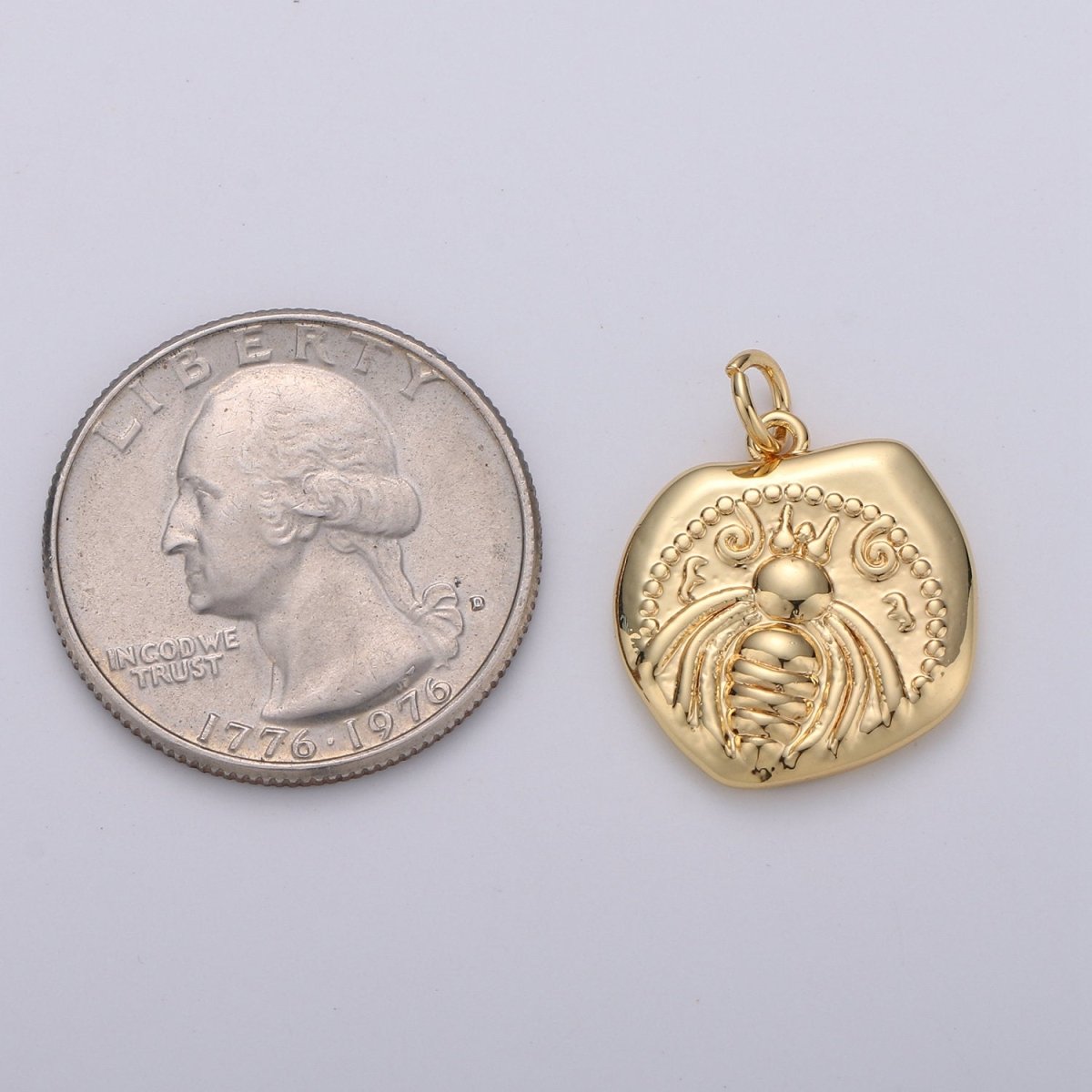 Gold Artemis Bee Coin Charm | Ancient Greek Coin Replica Pendant 14k Gold Filled Ephesus Bee Pendant Necklace | Roman Coin Jewelry Supply D-287