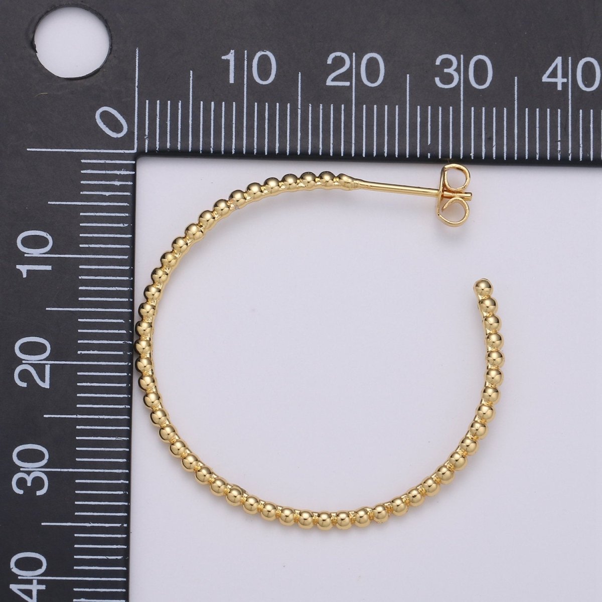 Gold Ball Hoop Earrings, Beaded Hoop Earrings, Boho Hoop Earrings, Gold Ball Hoop Earrings 30mm Silver Hoop Earring Q-198 Q-199