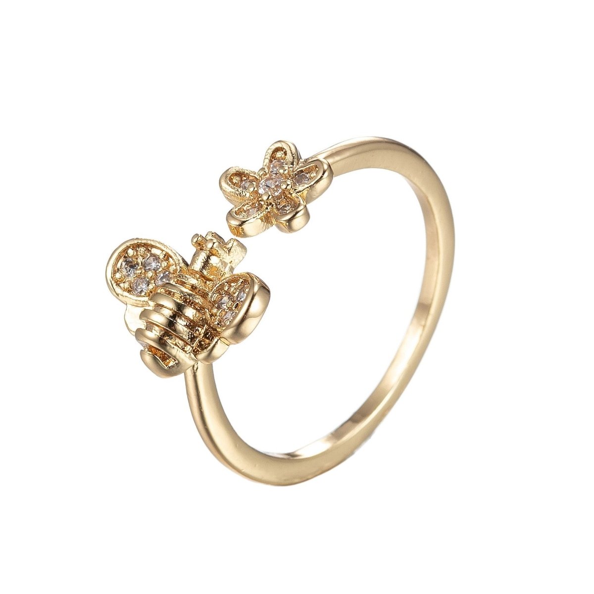 Gold Bee Ring Adjustable Open Ring O-977