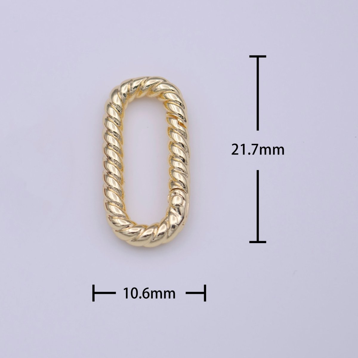 Gold Braided Twist 21.7mm Oblong Oval Push Spring Gate Jewelry Supply | K-221