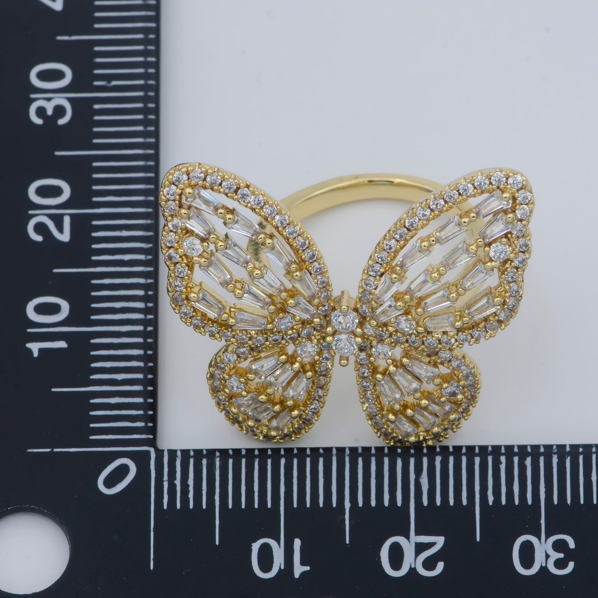 Gold butterfly ring, Open Adjustable butterfly ring, statement Jewelry with Cubic Zirconia Ring Mariposa Jewelry Inspired R-229
