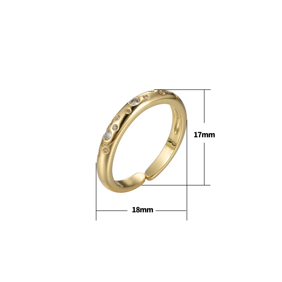 Gold Constelatoin ring Dainty ring Stackable star rings, CZ ring, universe rings, Dainty stackable rings, adjustable open ring Size 6 O-355
