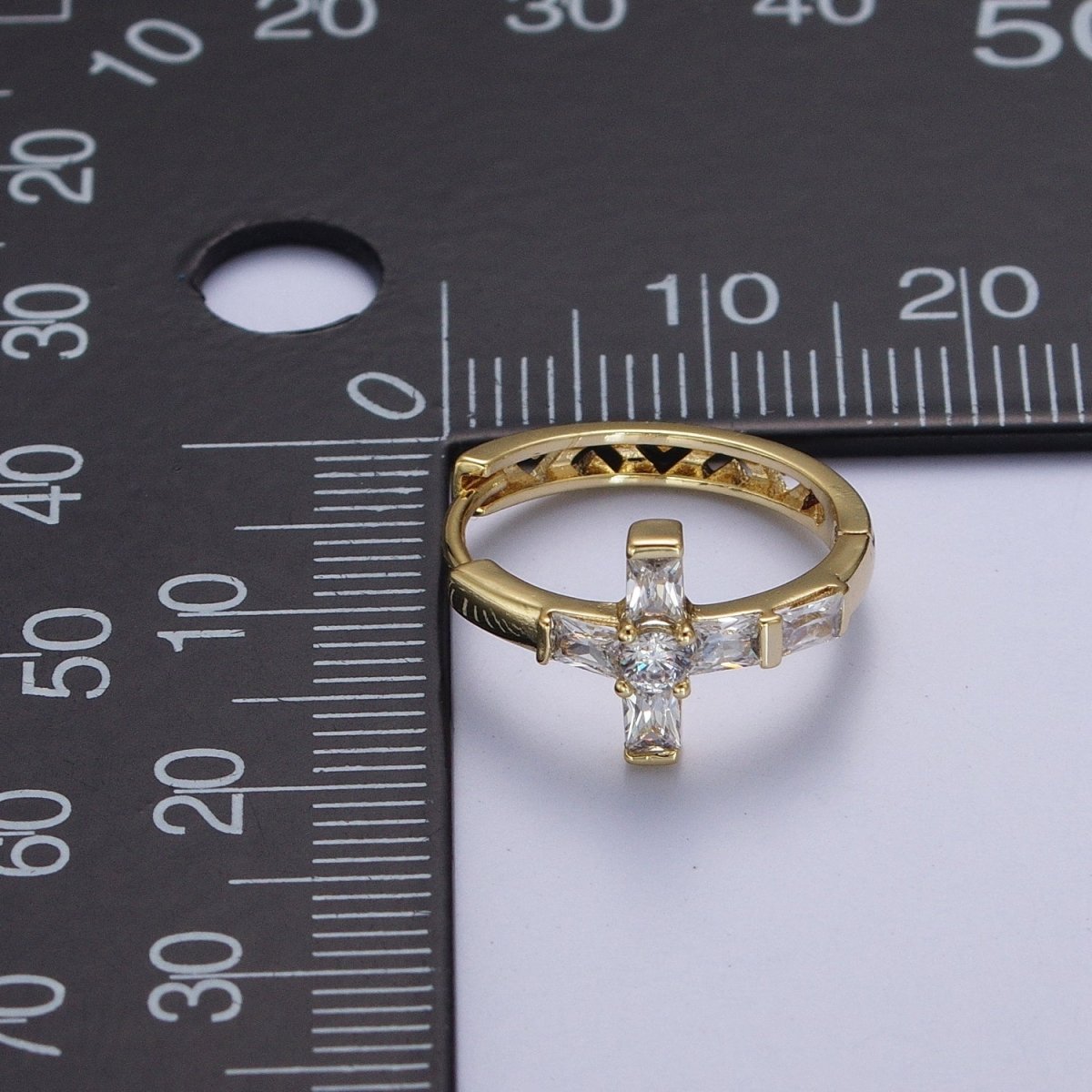 Gold Cubic Cross Huggie Earring Religious Hoop Earring Jewelry AD-049