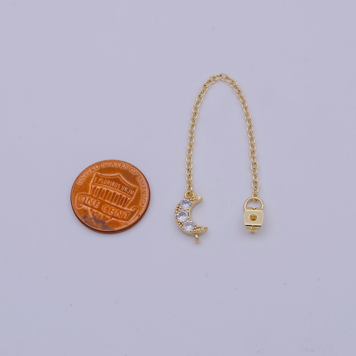 Gold Ear Back Stoppers, Earring Nuts with Long Tassel Chain CZ Moon Earring Component Finding K-136