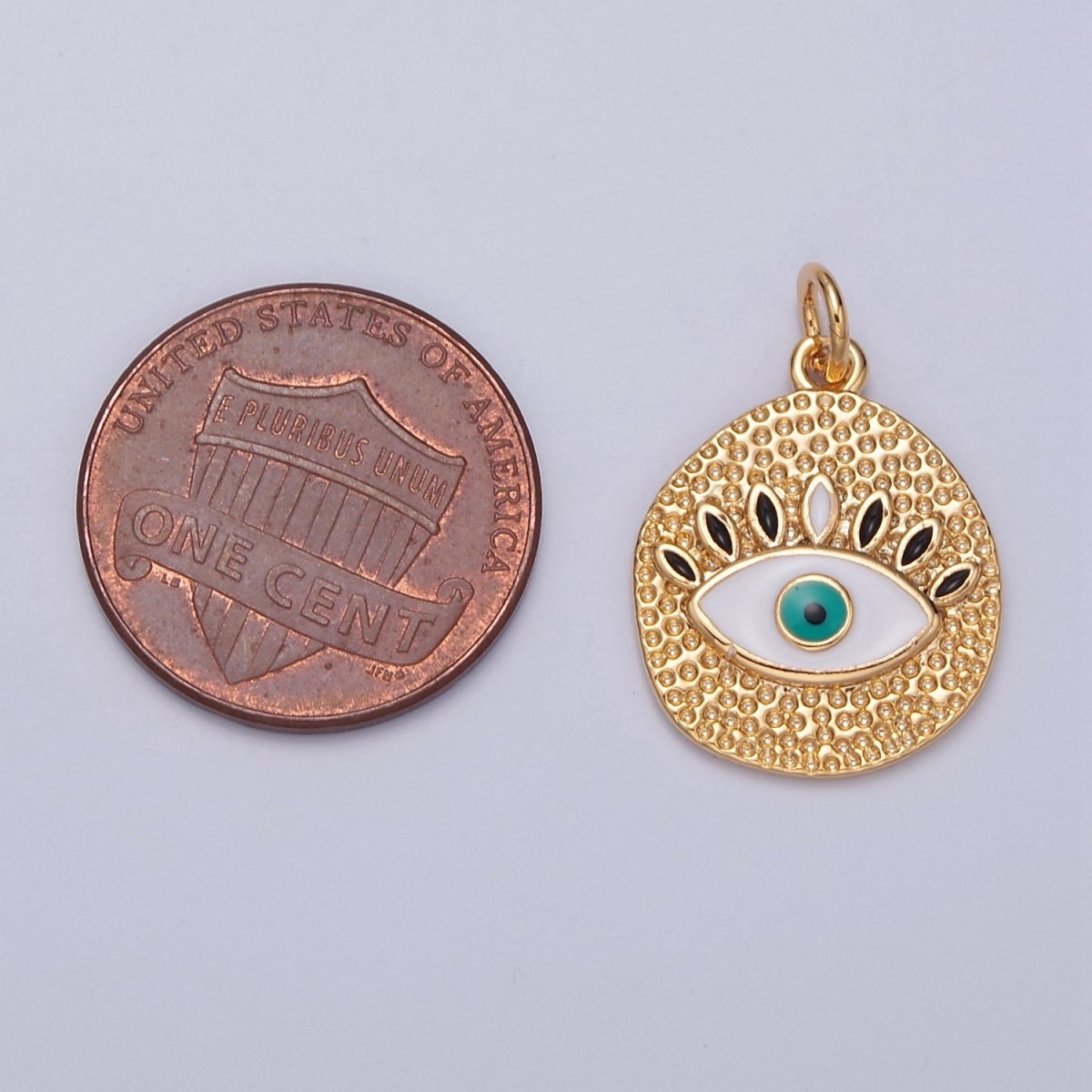Gold Evil Eye Charm Necklace Bracelet for Amulet Protection Jewelry Hammered E-779