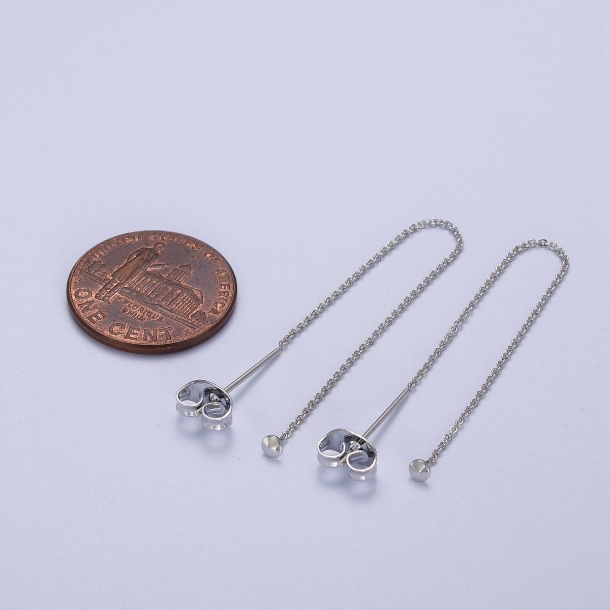 Gold Filled Cable Rolo Chain Long Threader Earrings in Gold & Silver K-201 K-204