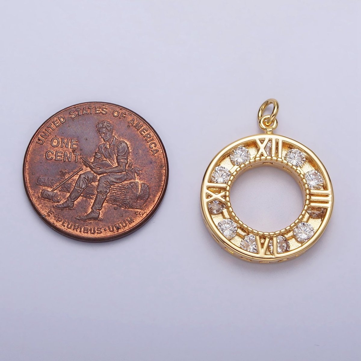 Gold Filled Clock Watch Time Clear CZ Open Charm in Gold & Silver N-161 AC-304