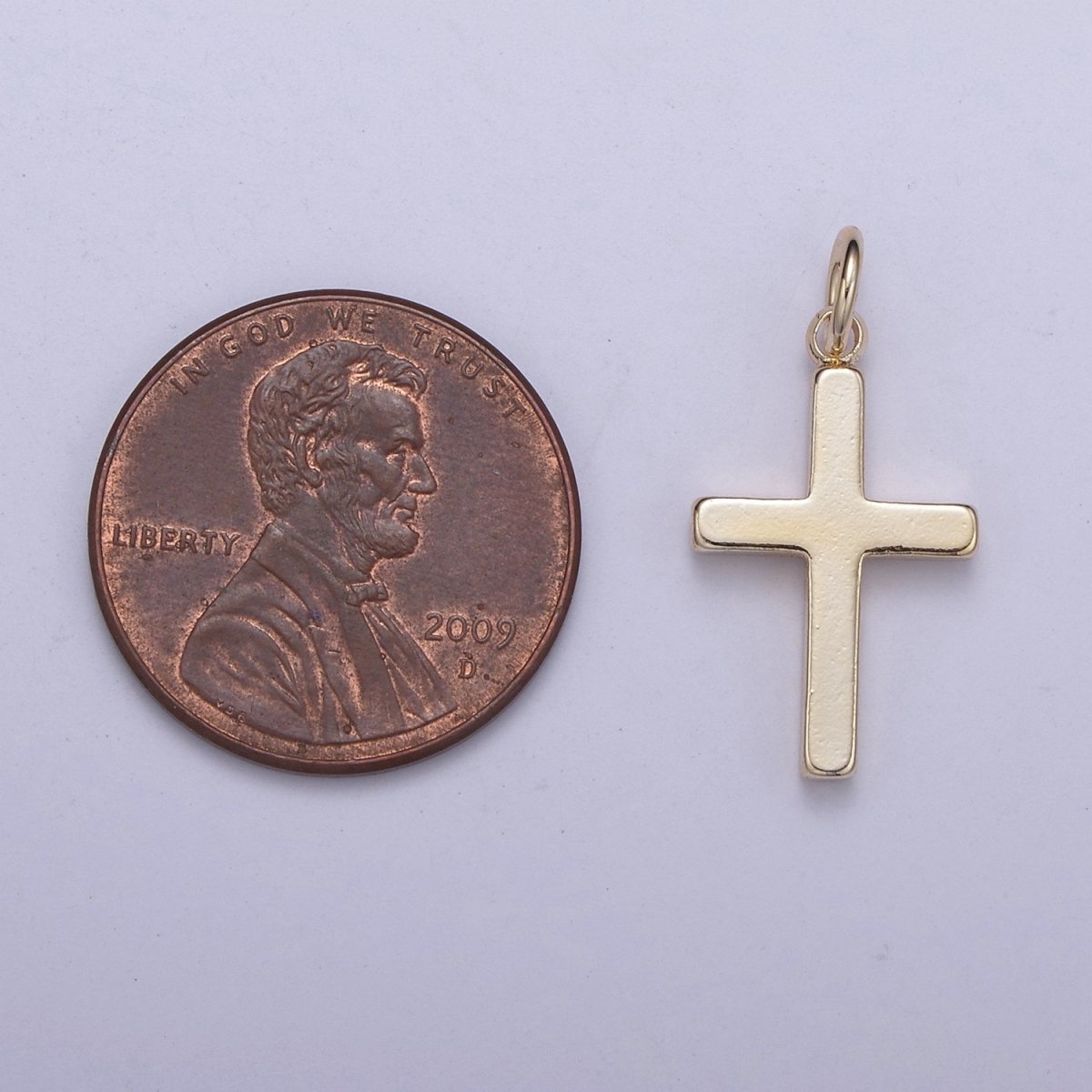 Gold Filled cross pendant, Simple Cross Charm, DIY Religion Jewelry Making Findings N-359