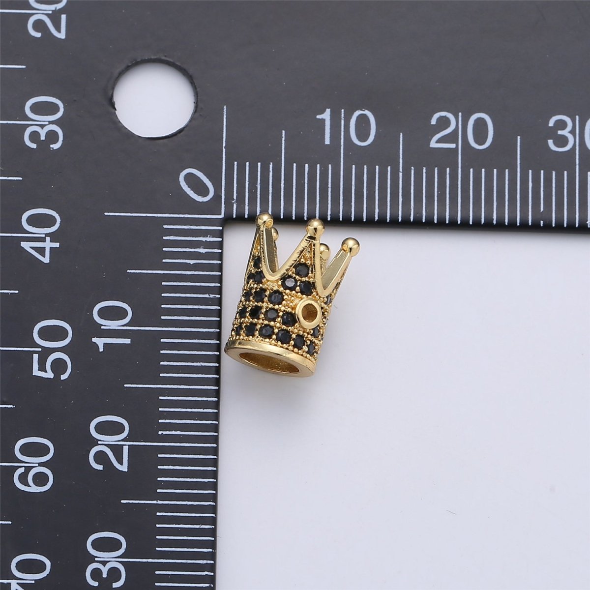 Gold Filled Crown Micro Pave Spacer Beads, Men Bracelet Charm, Men Bracelet Spacer Charm 12x10mm | B-214
