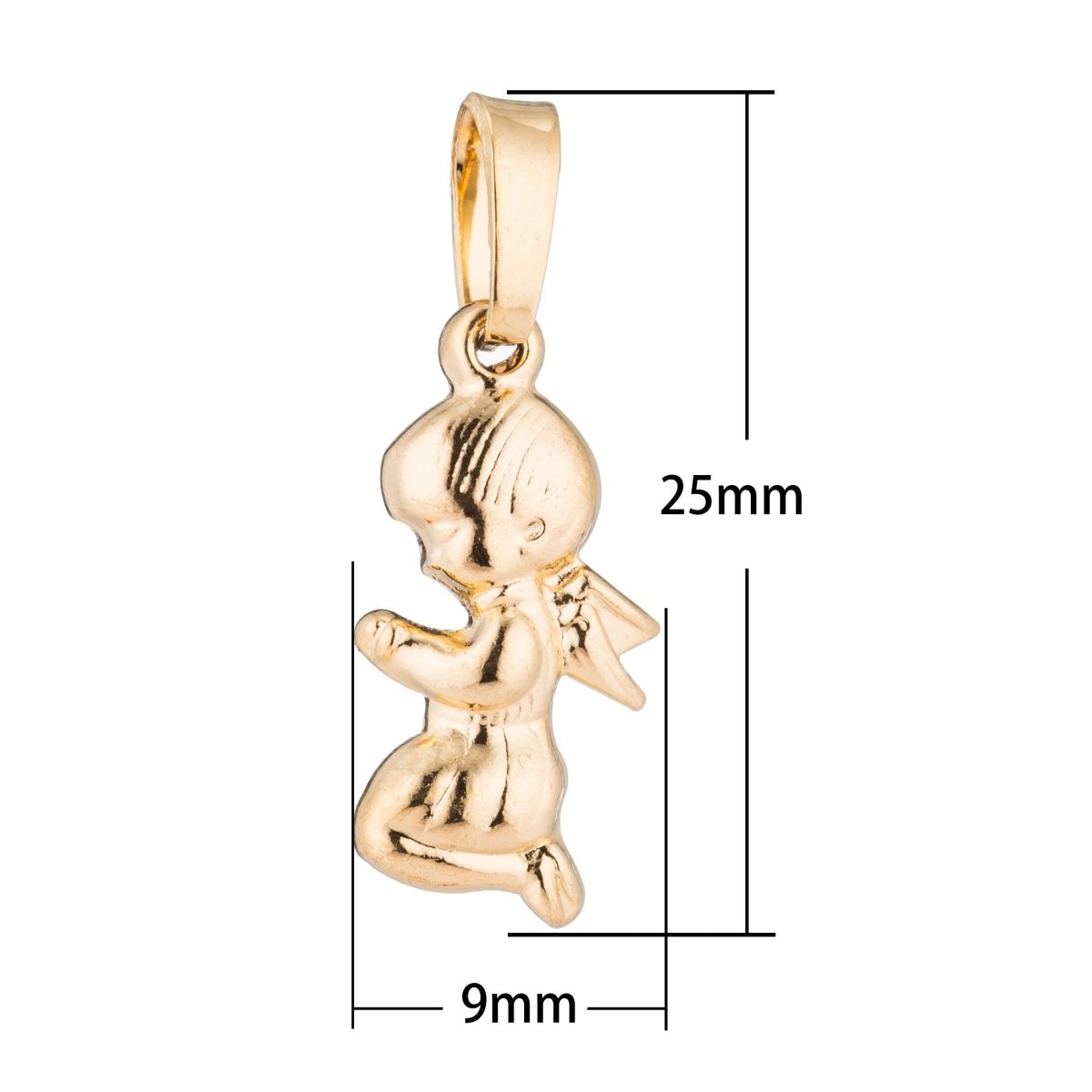 Gold filled Cute Praying Girl, Golden Guardian Angel, Prayer, Faith, Believe Love Necklace Pendant Charm Bails Findings for Jewelry Maki J-459