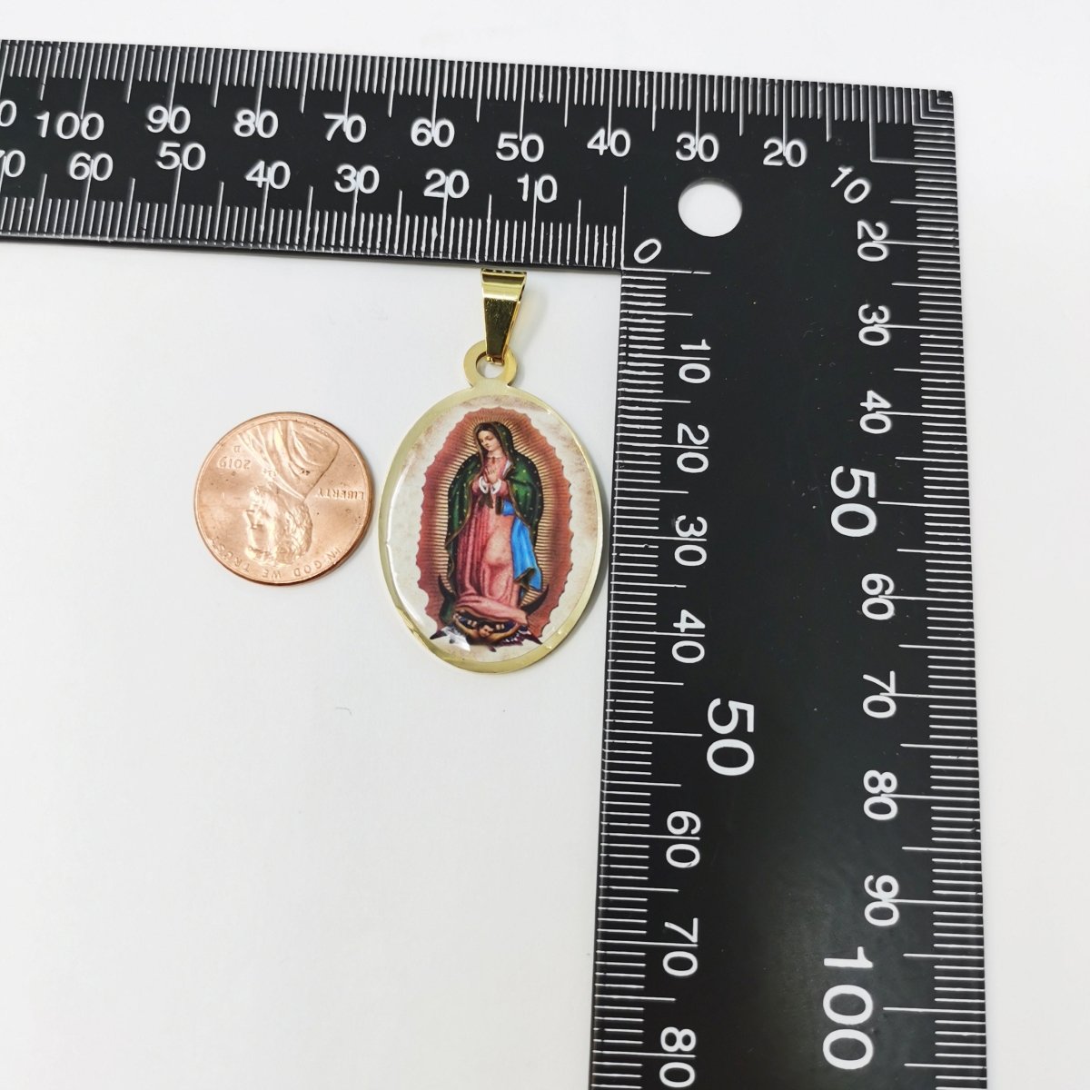 Gold Filled Oval Mother Mary charm, Lady Guadalupe Charm, Religious Necklace Pendant, Gold Religious Charm for Jewelry Making J-791