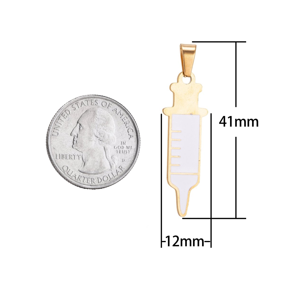 Gold Filled Shot SYRINGE Charms Nurse RN Doctor Medical Themed Pendant Gift idea for Jewelry Making J-412